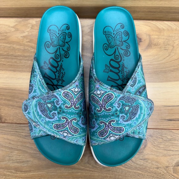 Alegria Shoes - Alegria Airie Teal Paisley Sandals Womens 9 EU 39 Comfort Slide Vacation Resort